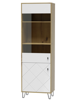 Vitrina Bilbao BL14, ąžuolo sp./balta sp., 63.4 cm x 40 cm x 194.6 cm