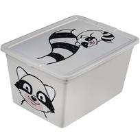 Daiktadėžė su dangčiu, žaislams Branq X Box Deco Animal Racoon, 15 l, skaidri sp./juoda sp., 38.5 x 28.5 x 20 cm