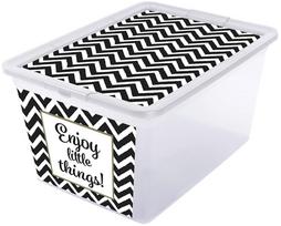 Daiktadėžė su dangčiu, žaislams Branq X Box Deco, 15 l, skaidri sp./juoda sp., 38.5 x 28.5 x 20 cm