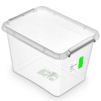 Daiktadėžė su dangčiu, žaislams/lempučių girliandoms Orplast Antibacterial, 19 l, skaidri sp./sidabro sp., 39 x 29 x 26 cm