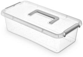 Daiktadėžė su dangčiu, maistui/žaislams, su rankenomis Orplast Antibacterial, 6 l, skaidri sp./pilka sp., 40 x 20 x 11 cm