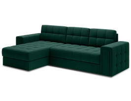 Kampinė sofa - lova Blenvi Lukso 35, tamsiai žalia sp., kairinė, 150 x 260 cm x 82 cm