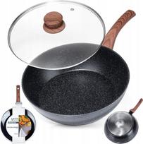 Keptuvė su dangčiu Vilde Black&Wood, Ø 28 cm, aliuminis/stiklas