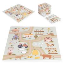Kilimėlis kūdikiams - dėlionė EcoToys Farm, 90.5 cm x 90.5 cm, 21 vnt, ruda sp./žalia sp.