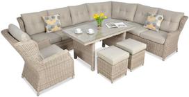 Lauko baldų komplektas Trivento Dining, šviesi smėlio sp., 9 vietų
