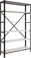 Knygų lentyna ADRK Ralph, juoda sp./blizgios baltos spalvos, 180.2 cm x 30 cm x 110 cm