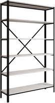 Knygų lentyna ADRK Ralph, juoda sp./pilka sp., 180.2 cm x 30 cm x 110 cm