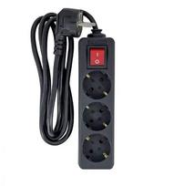 Buitinis ilgintuvas MicroConnect, 3 m, 3 lizdų, su jungikliu, juoda sp.