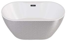 Vonia, laisvai pastatoma Besco Navia Glam Silver, 150 cm x 80 cm x 60 cm, ovalas, sidabro sp./grafito sp.