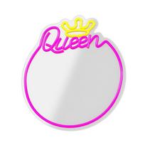 Veidrodis Forever Light Queen Neon LED FMNE04, su apšvietimu, kabinamas, 36 cm x 32 cm, geltona sp./rožinė sp.