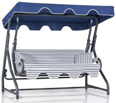 Lauko sūpynės Kalune Design Olea, mėlyna sp./balta sp., 110 cm x 200 cm x 165 cm