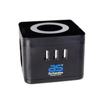 Laidų lizdas AS-Schwabe, 1.5 mm², 1.5 m, IP20, 2 lizdų, 3USB, su jungikliu