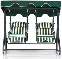 Lauko sūpynės Kalune Design Daisy 2, balta sp./juoda sp./žalia sp., 110 cm x 200 cm x 165 cm