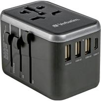 Kelioninis įkroviklis Verbatim UTA-04, USB Type C/USB Type A, 7.5 cm, juoda sp., 61 W