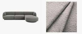 Kampinė sofa Micadoni Miley, pilka sp., dešininė, 156 x 255 cm x 70 cm