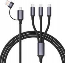Laidas Gembird Premium silicon USB Type-C / USB Type-A Male (vyriška), Micro-USB/Lightning/USB-C Male (vyriška), 1.5 m, juoda sp.