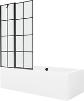Vonia, su sienele su sienele, laisvai pastatoma Mexen Cube, 180 cm x 80 cm x 39 cm, stačiakampis, balta sp.