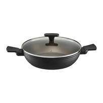 Keptuvė su dangčiu Ambition Antigo Qualum Basic Gold Edition, Ø 28 cm, aliuminis/stiklas