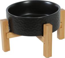 Stovas su dubenėliais šuniui Zolux Keramo Solo, 0.3 l, 12.6 cm x 12.6 cm x 4.5 cm, ruda sp./juoda sp.
