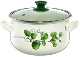 Puodas Emalia Olkusz Eukaliptus, 16 cm, 2.2 l, balta sp.
