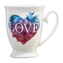 Puodelis Ambition Love Letters, mėlyna sp./balta sp./raudona sp., 0.3 l