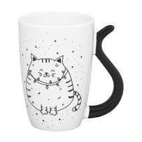 Puodelis Ambition Black Cat, balta sp./juoda sp., 0.38 l