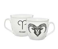 Puodelis Ambition Zodiac Aries, balta sp./juoda sp., 0.55 l