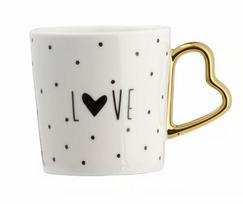 Puodelis Ambition Amore Love, aukso sp./balta sp./juoda sp., 0.4 l