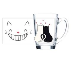Puodelis Luminarc New Morning Black Cat, skaidri sp./balta sp./juoda sp., 0.32 l