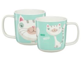 Puodelis Ambition Pets White Cat, balta sp./žalia sp., 0.37 l
