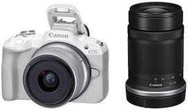 Beveidroninis fotoaparatas Canon EOS R50/RF-S 18-45mm/RF-S 55-210mm, balta sp.