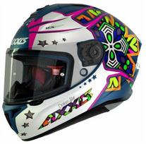Motociklininko šalmas Axxis Draken STAR C7, S (55-56 cm), mėlyna sp./balta sp./rožinė sp.