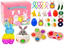Sensorinis spaudomas žaislas, rinkinys Lean Toys Happy Easter, įvairių spalvų, 29 vnt.