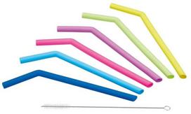 Šiaudeliai su valymo šepetėliu Kitchen Craft, 24.5 cm, silikonas, įvairių spalvų, 7 vnt.