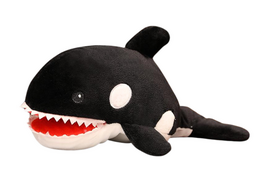 Pliušinis žaislas banginis Lean Toys Orca, balta sp./juoda sp., 10 cm
