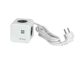 Buitinis ilgintuvas, 3 x 1,5 mm², 1.5 m, 4 lizdų, 2USB