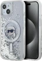 Telefono dėklas Karl Lagerfeld Liquid Glitter Karl Choupette Head MagSafe, balta sp., Apple