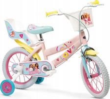 Vaikiškas dviratukas su papildomais ratukais, vaikų Toimsa Barbie 1465, rožinė sp./žydra sp., 14"