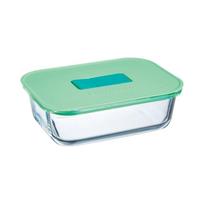 Dėžutė maistui Luminarc Unique Box, 0.63 l, 17.4 cm x 12.8 cm, skaidri sp./žalia sp.