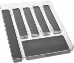 Stalo įrankių dėklas 5five Simply Smart, 40 cm x 32 cm x 4.5 cm, plastikas, skaidri sp./juoda sp.