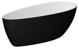 Vonia, laisvai pastatoma Besco Goya A-Line Black&White Matt, 160 cm x 73 cm x 62 cm, ovalas, balta sp./juoda sp.