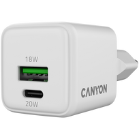 Telefono įkroviklis Canyon CU20AC, USB Type C/USB Type A, balta sp., 20 W