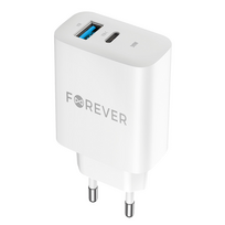 Telefono įkroviklis Forever TC-07, USB Type C/USB Type A, balta sp., 60 W