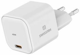 Kelioninis įkroviklis Swissten GaN Travel, USB Type C, 3.5 cm, balta sp., 45 W