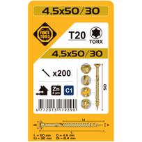 Medsraigtis, universalieji Forte Tools TX20, 4.5 x 50 mm, geltona sp., 200 vnt.