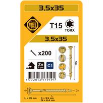 Medsraigtis, universalieji Forte Tools TX15, 3.5 x 35 mm, geltona sp., 200 vnt.