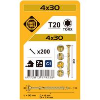 Medsraigtis, universalieji Forte Tools TX20, 4 x 30 mm, geltona sp., 200 vnt.