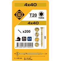 Medsraigtis, universalieji Forte Tools TX20, 4 x 40 mm, geltona sp., 200 vnt.