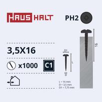 Savisriegis Haushalt DIN 7504N, 3.5 mm x 16 mm, 1000 vnt.