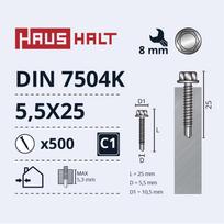 Savisriegis Haushalt DIN 7504K, 5.5 mm x 25 mm, 500 vnt.